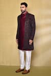 Arihant Rai Sinha_Black Jacquard, Silk Embroidery Wave Pattern Woven Jacket With Kurta Set _at_Aza_Fashions
