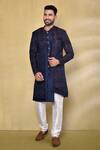 Buy_Arihant Rai Sinha_Blue Jacquard, Silk Geometric Pattern Woven Jacket With Kurta Set _at_Aza_Fashions