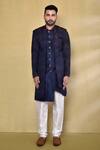 Buy_Arihant Rai Sinha_Blue Jacquard, Silk Geometric Pattern Woven Jacket With Kurta Set _Online_at_Aza_Fashions