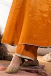 The White Tree Studio_Orange Kurta Handloom Cotton Embroidery Thread Neckline And Pant Set_at_Aza_Fashions