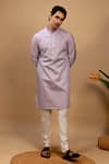 Buy_Agape_Purple Handloom Silk Plain Kurta With Churidar _at_Aza_Fashions