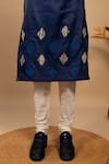 Agape_Blue Silk Applique Diamond Placement Kurta With Churidar _at_Aza_Fashions