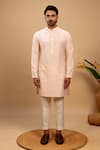 Buy_Agape_Peach Cotton Applique Cord Kurta With Trouser _at_Aza_Fashions