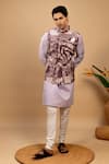 Buy_Agape_Purple Handloom Silk Printed Bundi Abstract Kurta Set _at_Aza_Fashions