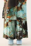 Buy_Til_Multi Color Chanderi V-neck Florid Hand Painted Tunic And Trouser Set _Online_at_Aza_Fashions