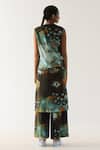 Shop_Til_Multi Color Chanderi V-neck Florid Hand Painted Tunic And Trouser Set _at_Aza_Fashions