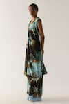 Shop_Til_Multi Color Chanderi V-neck Florid Hand Painted Tunic And Trouser Set _Online_at_Aza_Fashions