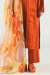 Til_Orange Cotton, Linen Embroidery Round Neck Sedona Boyfriend Kurta And Pant Set _Online_at_Aza_Fashions