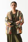 Buy Til Multi Color Cotton, Silk Satin Embroidery Open Neck Abstract Patchwork Jacket at Aza Fashions Buy_Til_Multi Color Cotton, Silk Satin Embroidery Open Neck Abstract Patchwork Jacket_at_Aza_Fashions