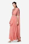 Buy_Bha sha_Pink Anarkali- Georgette Embroidered Floral Round Analiya Draped _Online_at_Aza_Fashions