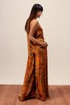 Buy_Reena Sharma_Orange Viscose, Velvet Sweetheart Neck Nargis Print Cami Top With Pant _Online_at_Aza_Fashions