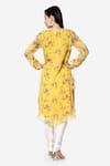 Shop_Bha sha_Yellow Tunic- Georgette Printed Floral Round Brea And Dhoti Pant Set _at_Aza_Fashions