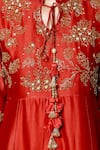 Shop_Bha sha_Coral Anarkali- Chanderi Embroidered Mandarin Misha With Dupatta _Online_at_Aza_Fashions