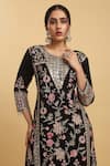 Buy_Aham-Vayam_Black Georgette Embroidered Floral Round Work Kurta Set _Online_at_Aza_Fashions