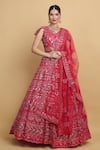 Buy_Aham-Vayam_Red Net Embroidered Floral Sweetheart Divyaswarna Bridal Lehenga Set _at_Aza_Fashions