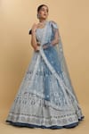 Shop_Aham-Vayam_Blue Net Embroidered Mirror Leaf Neck Suhana Lehenga Set _Online_at_Aza_Fashions