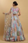 Aham-Vayam_Multi Color Net Embroidered Mirror V Neck Divyam Thread And Lehenga Set _Online_at_Aza_Fashions