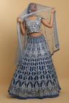 Buy_Aham-Vayam_Blue Net Embroidered Mirror Round Neck Rangrez Lehenga Set _at_Aza_Fashions