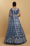 Aham-Vayam_Blue Net Embroidered Mirror Round Neck Rangrez Lehenga Set _Online_at_Aza_Fashions