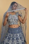 Shop_Aham-Vayam_Blue Net Embroidered Mirror Round Neck Rangrez Lehenga Set _at_Aza_Fashions