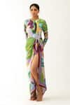 Buy_Tizzi_Multi Color Chiffon Satin Printed Abstract Beach Bum Sarong  _at_Aza_Fashions