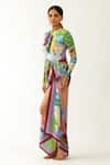 Tizzi_Multi Color Chiffon Satin Printed Abstract Beach Bum Sarong  _Online_at_Aza_Fashions