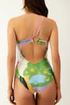 Shop_Tizzi_Multi Color Wonder Fabric Printed Abstract One Convergence Swimsuit  _at_Aza_Fashions