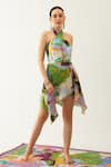 Buy_Tizzi_Multi Color Textured Crepe Printed Abstract Tetra Handkerchief Skirt  _at_Aza_Fashions