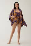 Buy_Tizzi_Multi Color Chiffon Satin Printed Palace Open Tragona Short Kaftan  _at_Aza_Fashions