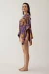 Tizzi_Multi Color Chiffon Satin Printed Palace Open Tragona Short Kaftan  _Online_at_Aza_Fashions