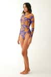 Tizzi_Multi Color Wonder Fabric Printed Architectural Round Halo Swimsuit  _Online_at_Aza_Fashions