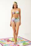 Tizzi_Multi Color Wonder Fabric Printed Abstract Edifice Bikini Set  _Online_at_Aza_Fashions