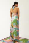 Shop_Tizzi_Multi Color Chiffon, Satin Halter Neck Kerasi Abstract Print Dress _at_Aza_Fashions