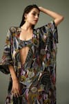 Buy_Tizzi_Multi Color Textured Crepe Print Celeste Art Atelio Long Kaftan  _Online_at_Aza_Fashions