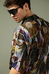 Shop_Tizzi_Multi Color Textured Crepe Print Solar Child Art Dromos Boxy Shirt  _at_Aza_Fashions