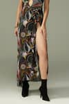 Tizzi_Multi Color Textured Crepe Print Helix Art Furbelow Sarong  _Online_at_Aza_Fashions