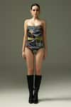 Buy_Tizzi_Multi Color Wonder Fabric Print Flora Aethaer Monokini With Belt  _at_Aza_Fashions