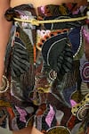 Shop_Tizzi_Multi Color Textured Crepe Lagoon Art Paper Bag Shorts With Belt _Online_at_Aza_Fashions