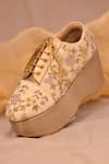 Around Always_Gold Zardozi Embroidered Sneaker Wedges _Online_at_Aza_Fashions