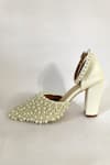 Buy_Ciel_White Pearl Moonstone Embellished Heels _Online_at_Aza_Fashions