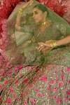 Buy_Baise Gaba_Green Lehenga And Blouse Crepe Embroidered Floral V Neck Liuora Set 