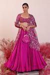 Baise Gaba_Magenta Lehenga And Blouse Crepe Embroidered Floral Sweetheart Sahiba Set _Online_at_Aza_Fashions