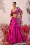 Buy_Baise Gaba_Magenta Lehenga And Blouse Crepe Embroidered Floral Sweetheart Sahiba Set _Online_at_Aza_Fashions