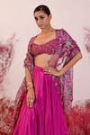 Shop_Baise Gaba_Magenta Lehenga And Blouse Crepe Embroidered Floral Sweetheart Sahiba Set _Online_at_Aza_Fashions