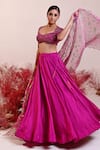 Baise Gaba_Magenta Lehenga And Blouse Crepe Embroidered Floral Sweetheart Sahiba Set _at_Aza_Fashions