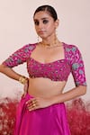 Buy_Baise Gaba_Magenta Lehenga And Blouse Crepe Embroidered Floral Sweetheart Sahiba Set 