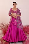 Buy_Baise Gaba_Magenta Crepe Embroidered Floral Sweetheart Sohni Blouse _at_Aza_Fashions