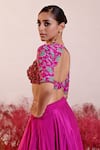 Baise Gaba_Magenta Crepe Embroidered Floral Sweetheart Sohni Blouse _Online_at_Aza_Fashions