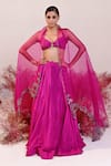 Buy_Baise Gaba_Magenta Lehenga And Blouse Crepe Solid Halter Mallika Set _at_Aza_Fashions