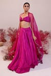 Shop_Baise Gaba_Magenta Lehenga And Blouse Crepe Solid Halter Mallika Set _at_Aza_Fashions